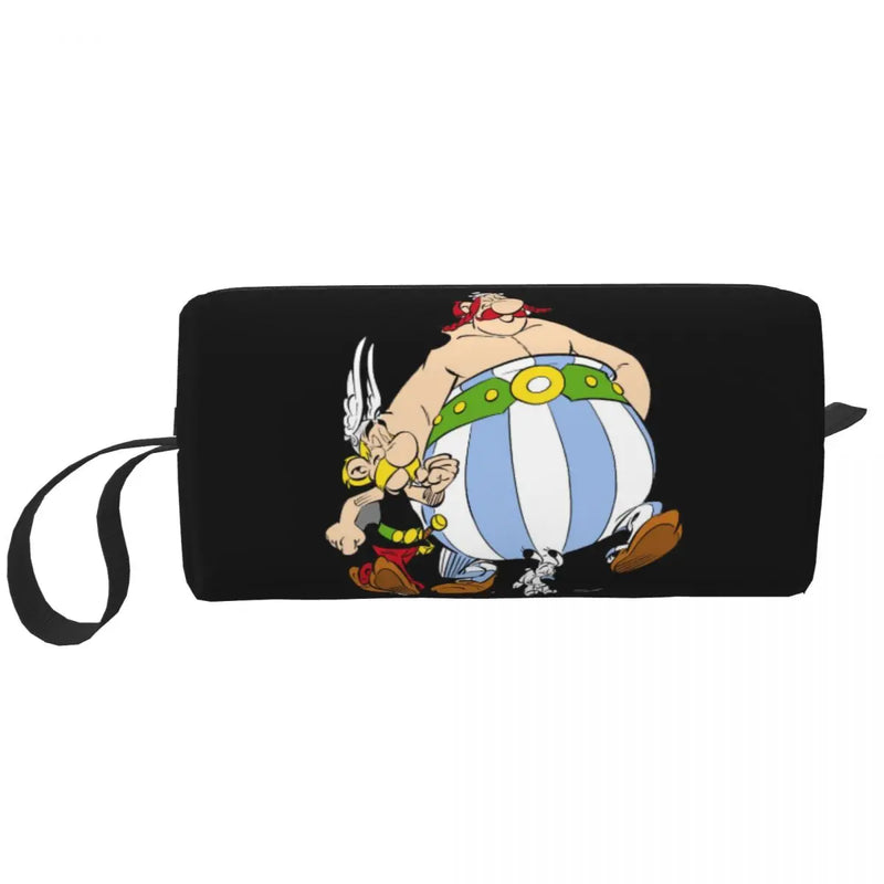 Custom Anime Asterix And Obelix Travel Cosmetic Bag for Women Cartoon Getafix Toiletry Makeup Organizer Beauty Storage Dopp Kit