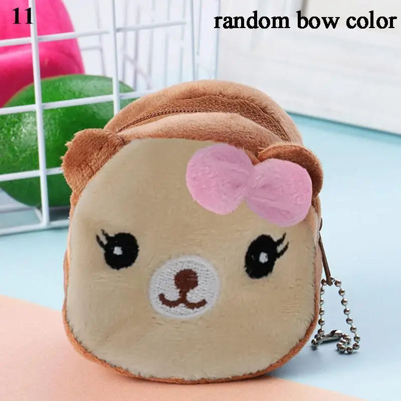 Cartoon Plush Animal Shape Mini Wallet Cute Pig Cat Sheep Wallets Creative Lovely Rabbit Plush Coin Purse Women Bag Accessories