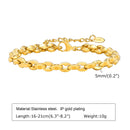 Simple Chain Bracelet for Women, 18k Gold Plated  Stainless Steel Link Adjustable