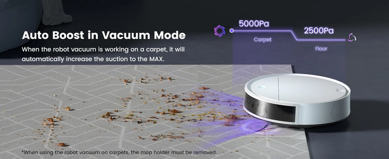 OKP K5P Robot Vacuum Cleaner, 5000Pa, 180 Mins, WiFi/App, Slim Design, Self-Charging, Perfect for Hard Floors, Pet Hair, Carpets