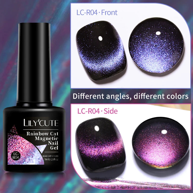 LILYCUTE 7ML 9D Cat Magnetic Gel Polish Set Semi Permanent Soak Off UV LED Glitter Nails Magnet Stick Black Gel Needed
