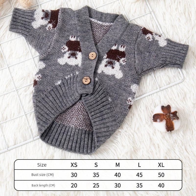 Dog Clothes Trendy Knitting Cardigan Autumn and Winter Teddy Bichon Pomeranian Schnauzer Cat Heattech Pet Sweater