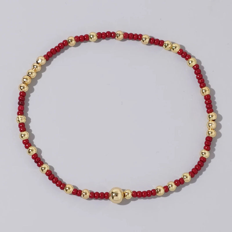 1pc Beach Vocation Themed Mixed Color Design 18K Gold Plated Copper & Bead Bracelet Cute & Luck For Festival Jewelry Gift