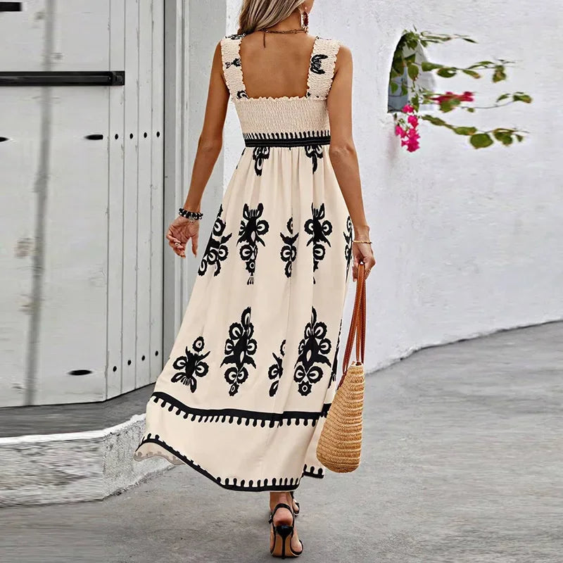 Summer Holiday Dress Women Casual Sleeveless A-Line Party Long Dress Boho Casual Sleeveless Party Dress 2024