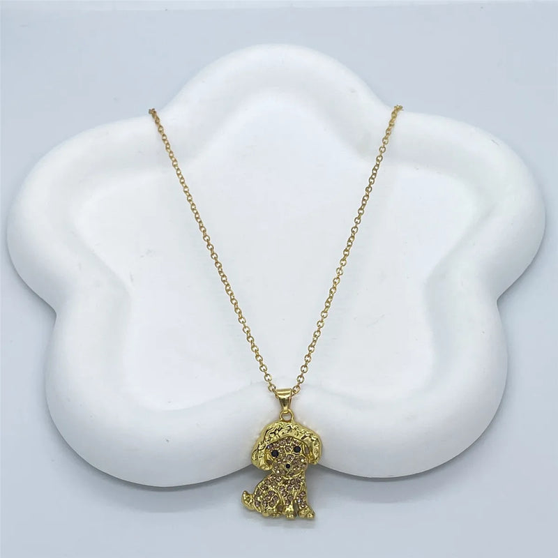 Exquisite and Cute Poodle Pendant Necklace for Women Elegant Pet Puppy Jewelry Animal Accessories Memorial Gift for Dog Lovers