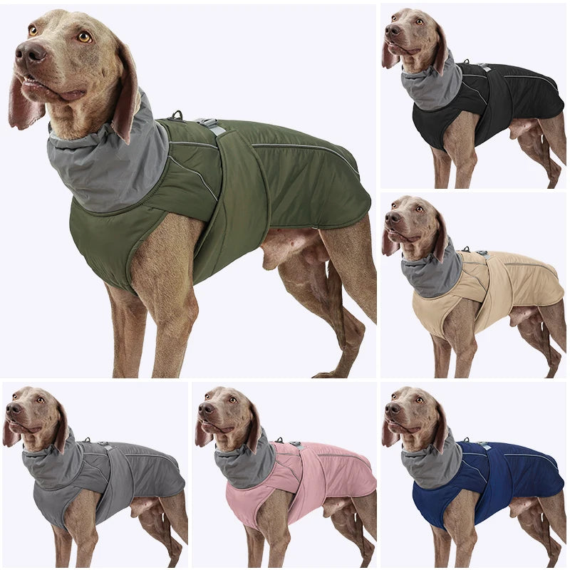 Reflective Dog Clothes Jacket Waterproof Pet Coat Winter Warm Outdoor Dog Jackets With Velvet Medium Large Dogs Walking Clothing