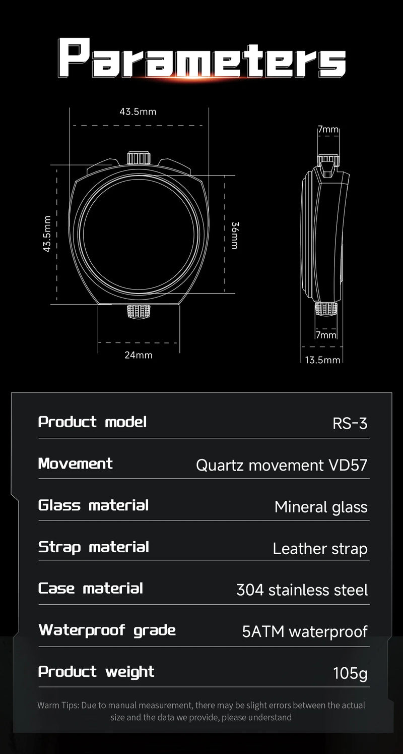 New Luxury Men Watches Multi-functional Sports Chronograph Stainless Steel Case 5ATM Waterproof Quartz Wristwatch Montre Homme