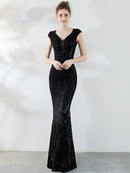 Sexy black maxi summer sequin dress women elegant luxury birthday prom wedding party dress ladies long evening dresses vestidos
