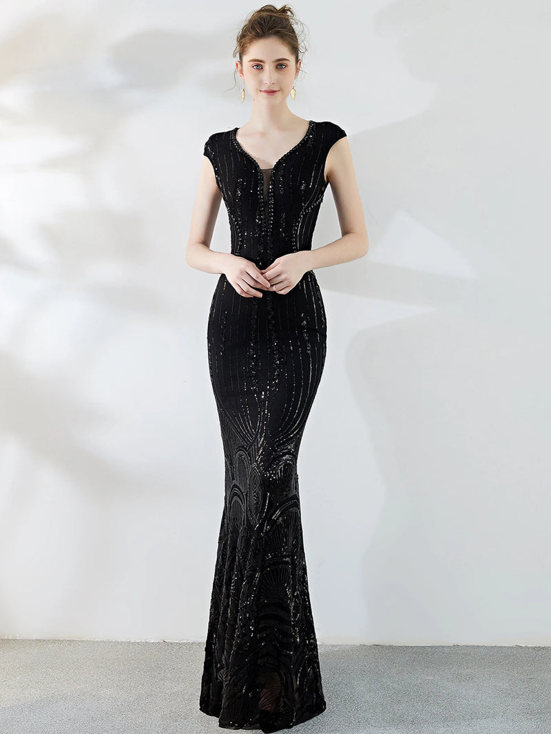 Sexy black maxi summer sequin dress women elegant luxury birthday prom wedding party dress ladies long evening dresses vestidos