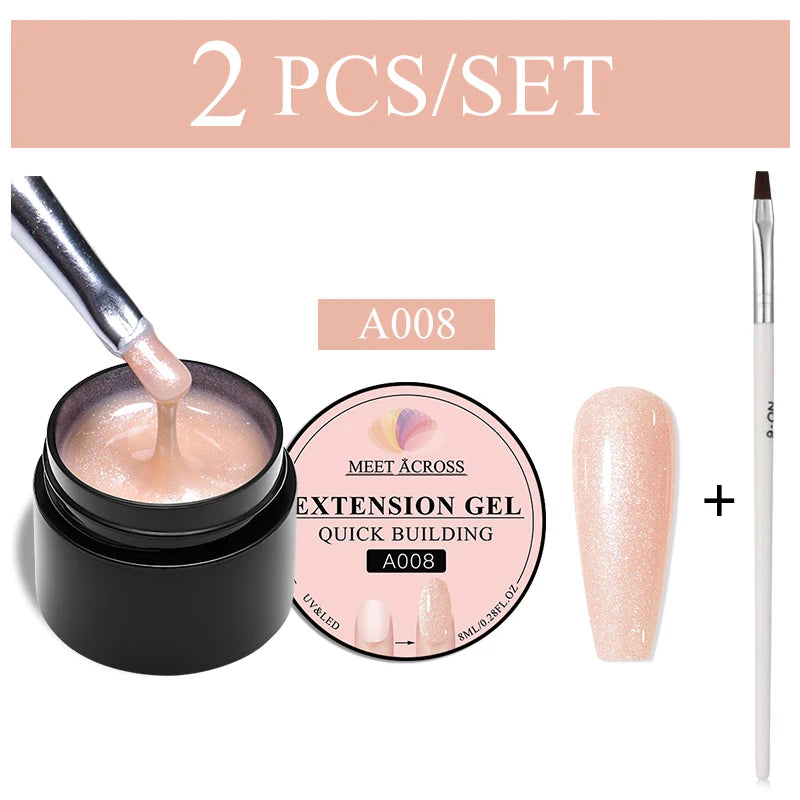 طقم طلاء أظافر 2/3 قطع شفاف أبيض وردي ذهبي لامع سريع البناء جل طلاء أظافر بالأشعة فوق البنفسجية LED غراء أظافر أطراف أظافر طقم تمديد