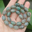 8pcs ,10x14mm Natural Green Agate Ancient Tibet Dzi beads, Many patterns, For DIY Jewelry making !