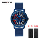 Hot Sell Fashion Men Quartz WristWatch Creative 360 Degree Rotating Car Wheel Quartz Watch Leather Waterproof Rim Hub Clock Men