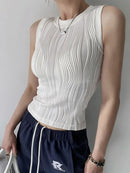 Women Sexy Knitted Vest Ribbed Slim Camis Sleeveless Round Neck Tank Tops 2025 Summer Female Casual Solid Color Basic Camisole