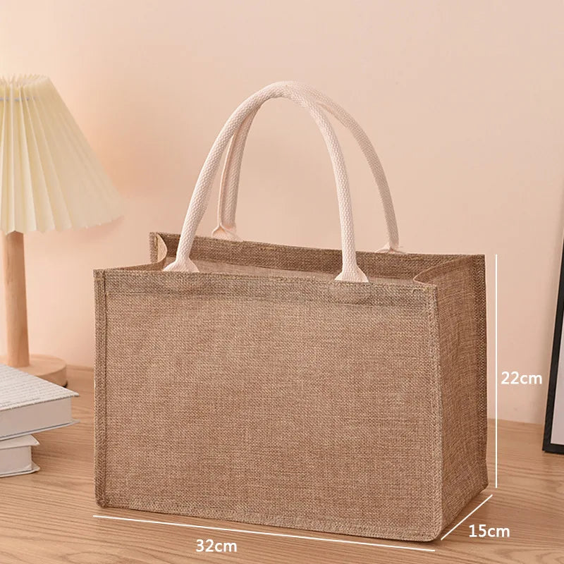 Linen bag Hand-painted cotton sacks Jute portable imitation sacks Linen bags Shopping bags Laminated bags