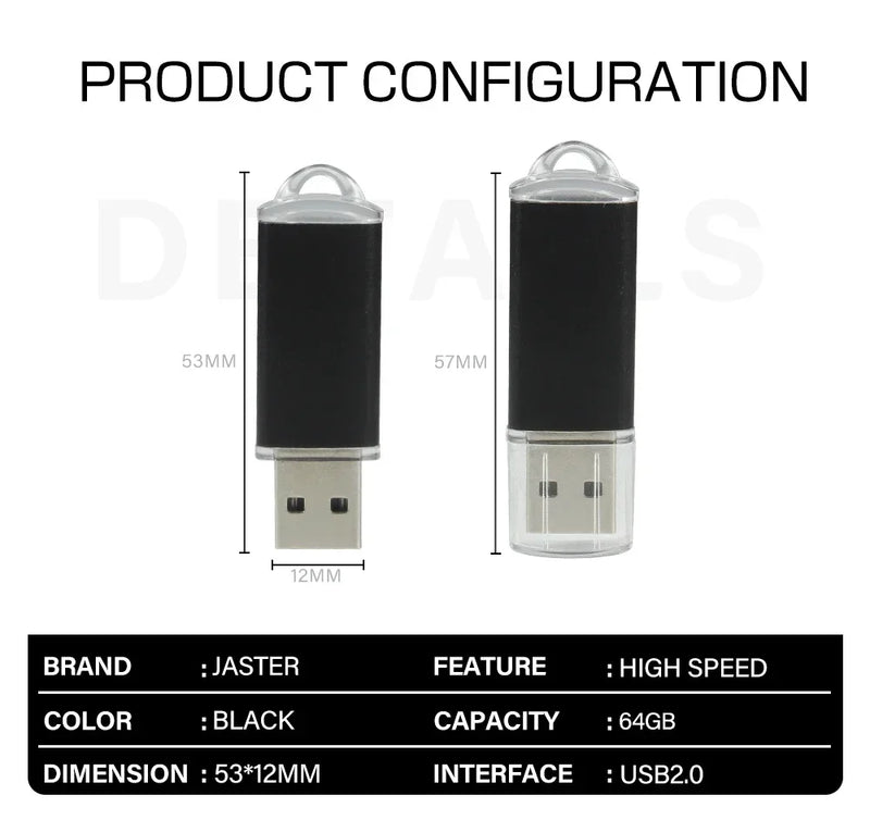 50Pcs/lot USB 2.0 Flash Drive 128MB 1GB2GB 4GB 8GB Pen Drive 16GB Pendrive 32GB USB Stick 64GB Memory Flash Disk Free Laser Logo