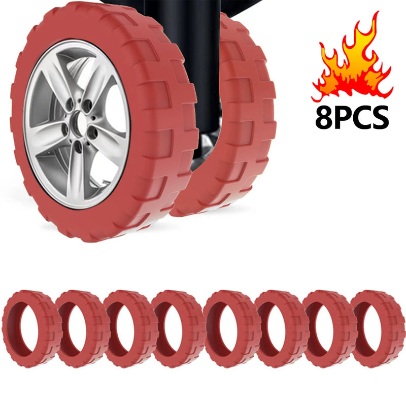 8PCS/Set Suitcase Parts Axles Travel Luggage Caster Shoes Silicone with Silent Sound Luggage Wheels Protector Reduce Noise.-zmt