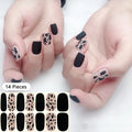 New 16 Strips Autumn Nail Stickers Full Cover Nail Patch Leopard Print 3D Nail Stickers Nail Polish Strips DIY Nail Art Making