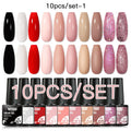 Mtssii 10PCS Reflective Gel Nail Polish Set Fluorescent Glitter Semi Permanent Hybrid Gel Varnish Soak Off UV Lamp For Manicure
