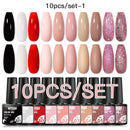 Mtssii 10PCS Reflective Gel Nail Polish Set Fluorescent Glitter Semi Permanent Hybrid Gel Varnish Soak Off UV Lamp For Manicure