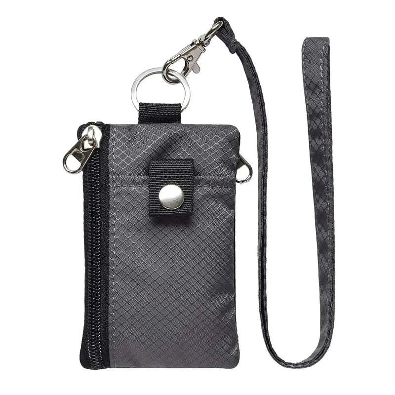 Wallet ID Badge Holder Waterproof Nylon Zipper Pouch and Lanyard Student Bus Transfer Cards Cash Coin Travel Bag RFID Blocking