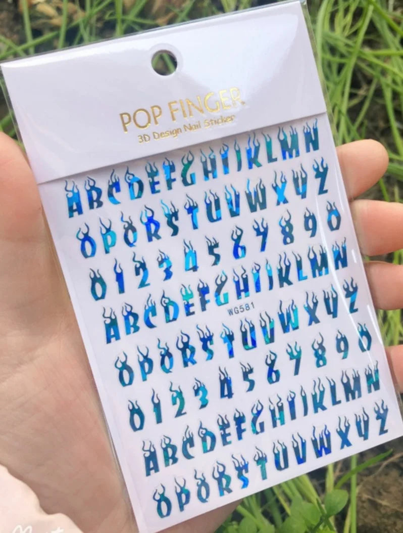 Newest Black Numbers English Letter Design 3d Self Adhesive Decal Slider DIY Decoration Manicure Tools Nail Sticker Accessories