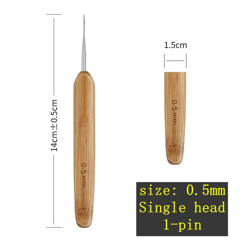 1pc Wood Plastic Crochet Braid Needle Feather Hair Extension Tools Wig Hook Needle Threader Knitting Hair Crochet Needles 7type