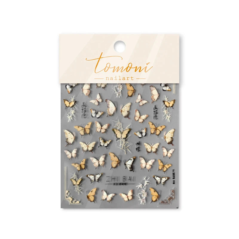 1 pc 5D Embroidery Bee Nail Art Sticker Embossed Butterfly Insect Nail Sticker High Quality Nail Art Design Decoration Sticker