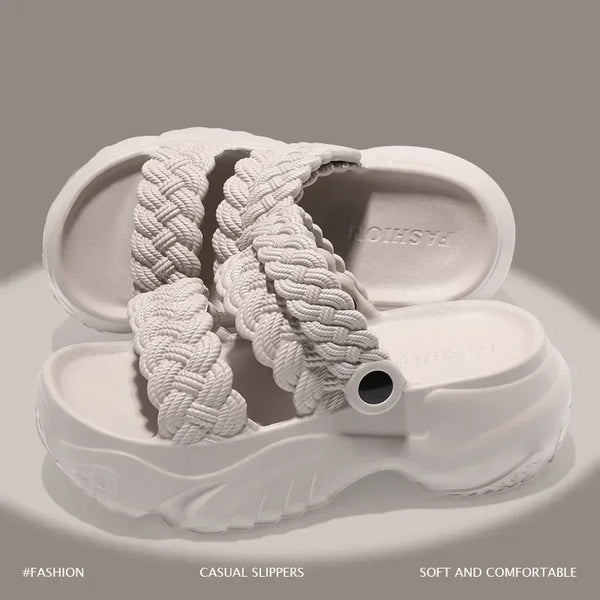 Summer Women's Slippers Indoor Thick Bottom Casual Sandals Outdoor Solid Color Fashion High Quality Ladies Slides Shoes