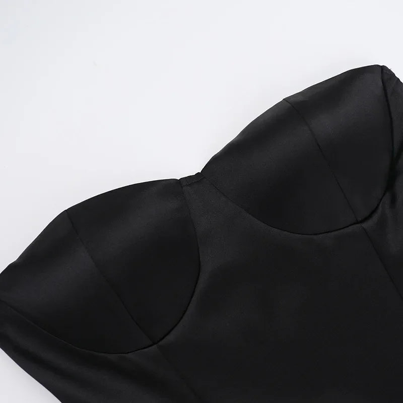 Fashion Sleeveless Backless High Waist Short Ruched Dresses for Women Sexy Strapless Slim A-line Pleated Mini Red Party Dress