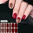 New 16 Strips Autumn Nail Stickers Full Cover Nail Patch Leopard Print 3D Nail Stickers Nail Polish Strips DIY Nail Art Making