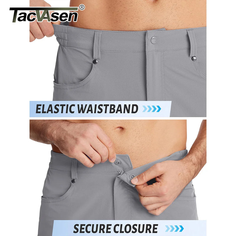 TACVASEN Quick Dry Cargo Shorts Mens Lightweight Work Cargo Shorts Multi Pockets Waterproof Outdoor Hiking Fishing Shorts Male