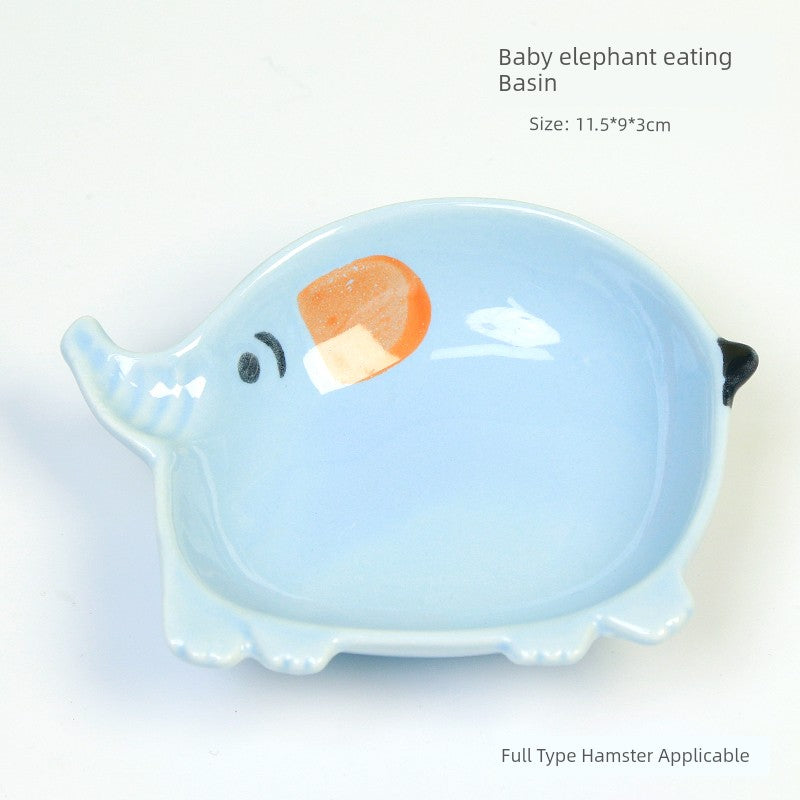 Little Hamster Food Basin Ceramic Rice Bowl Flower and Mouse Djungarian Hamster Special Daily Necessities Cage Toy Set Food Bowl