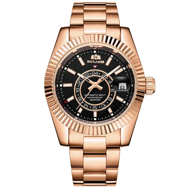 Automatic Watch for Men Mechanical Movement Stainless Steel Rose Gold Blue Luxury Sky 40mm Reloj Hombre Baratos