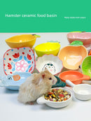 Little Hamster Food Basin Ceramic Rice Bowl Flower and Mouse Djungarian Hamster Special Daily Necessities Cage Toy Set Food Bowl