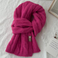 Pure Color Twist Knit Wool Blends Scarf Autumn Winter Lady Men Neckerchief Lovers Student Soft Warm Pashmina Shawl Muffler