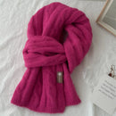 Pure Color Twist Knit Wool Blends Scarf Autumn Winter Lady Men Neckerchief Lovers Student Soft Warm Pashmina Shawl Muffler