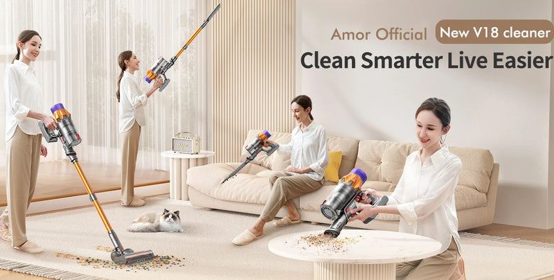 V18 Wireless Handheld Vacuum Cleaner 45kPa 550W Powerful 6 in 1 Cordless Vacuum Cleaner LED Display Handheld Sweeper Machine