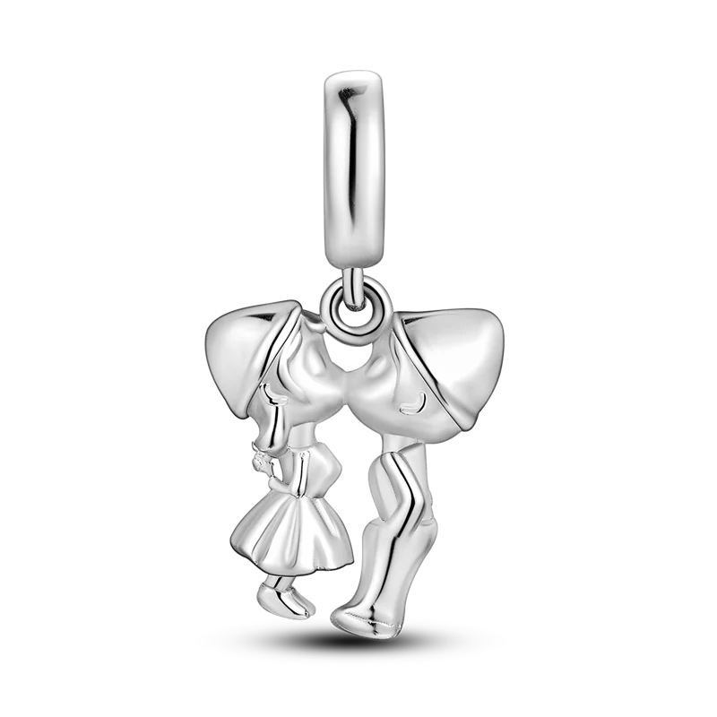 925 Sterling Silver Boy Girl and Heart Shape Pendant Charm Couple Lovers Bead Fit Pandora Original Bracelet DIY Jewelry Making