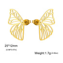 My Shape Butterfly Earrings Stainless Steel Butterfly Wings Big Earrings for Women Girls Sweet Delicate Stud Earrings Jewelry