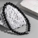 IngeSight.Z Minimalism Black Acrylic Volcanic Stone Beads Anklet for Men Elastic Beaded Male Sports Anklet Chain Beach Jewelry