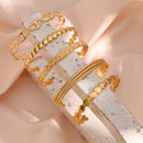 18K Gold Plated 316L Stainless Steel Pig Nose Buckle Heart Opening Adjustable Bangles Fashion Waterproof Bracelets for Women