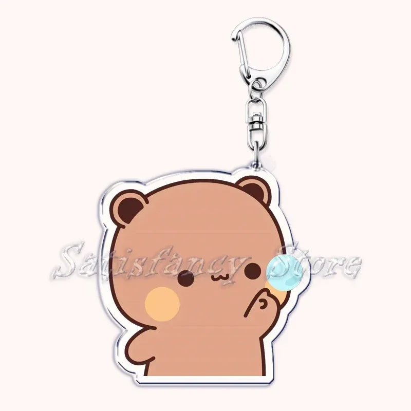 Llavero con diseño de Bubu Dudu, pareja de enamorados, oso panda, accesorios para bolso, colgante, joyería, regalos para amantes.