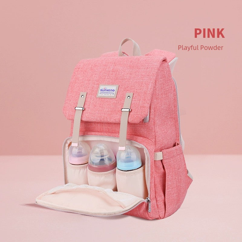 Sanmei Baby Mummy Bag Multi-Functional Large Capacity Backpack Baby Outdoor Fashion Female Satchel Back Ladieswear Baby Diaper Bag