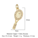 Fashion Cat Horseshoe Copper CZ Cycling Charm Wholesale Bear Butterfly Racket Pendant For Bracelet Necklace Making