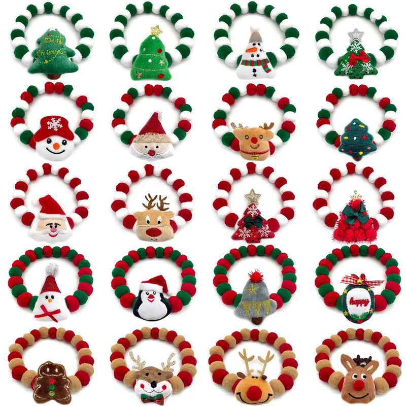 20pcs Christmas Cute Ball Collars Small Dog Bow Ties Neckties Dog Supplies Grooming Accessories for Small Middle Large Dog