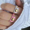 Heart Enamel Ring, Neon Pink Orange Turquoise Blue Pendant Oil Dropped, Sweet Romantic Party Jewelry Wholesale P33