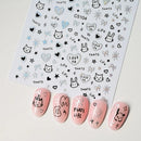 Laser Silver 3D Kawaii Cute Cat Nail Stickers Holographic Cartoon Puppy Dog Graffiti Design Sliders Decals Manicure Decoration