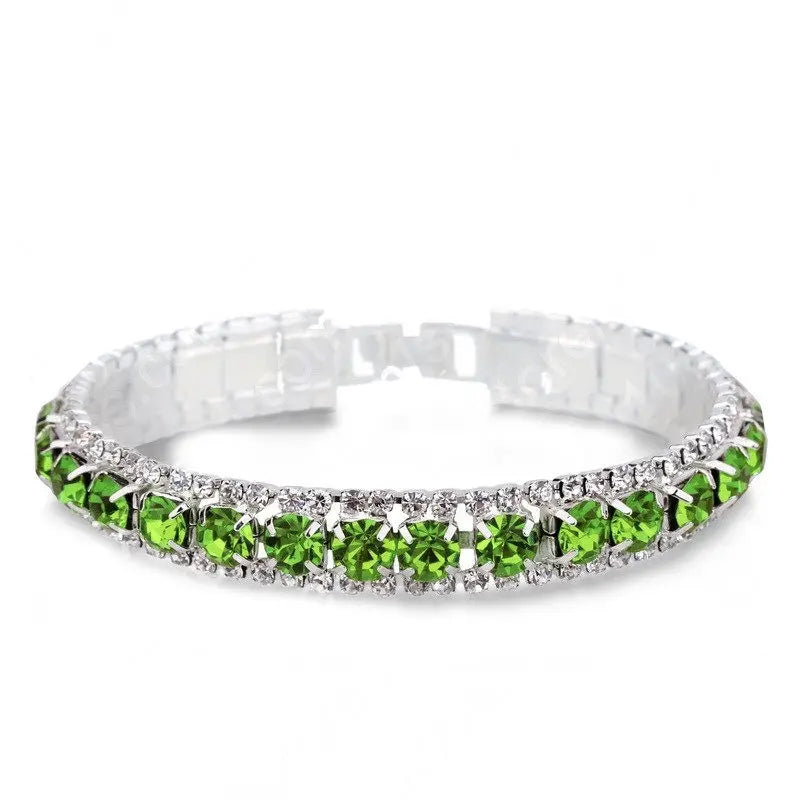 Luxury Bling Crystal Rhinestone Bracelets for Women Silver Color Elegant Bridal Wedding Jewelry