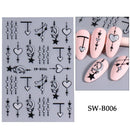 Red Wing Heart Nail Stickers 3D Glitter Stars Moon Lines Foil Metallic Manicure Valentines Decal Slider Manicure Decoration Tips