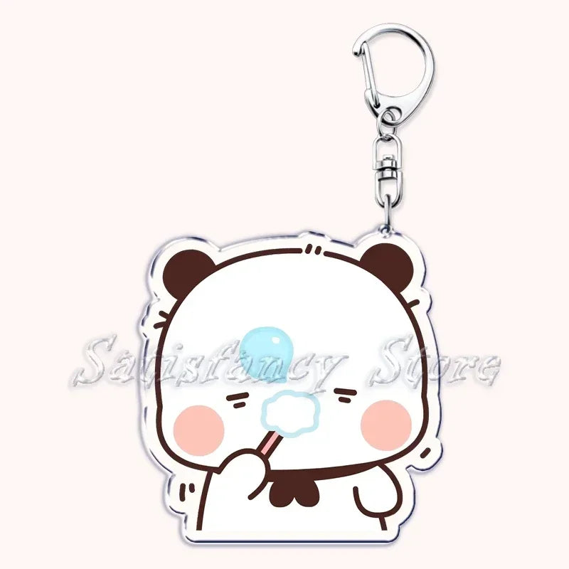 Llavero con diseño de Bubu Dudu, pareja de enamorados, oso panda, accesorios para bolso, colgante, joyería, regalos para amantes.